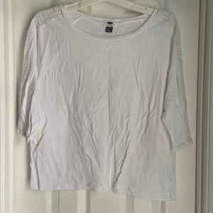 Old Navy White Tee with detailed sleeves